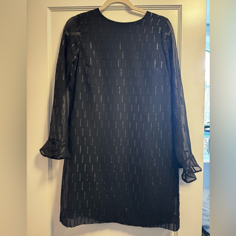 Banana Republic Elegant Black Sheer Sleeve Dress size 4
